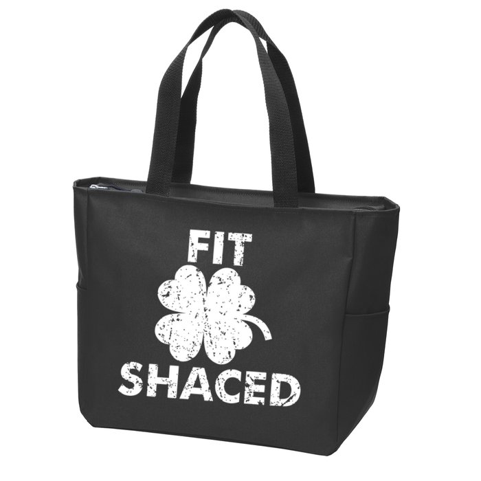 Fit Shaced Funny St. Patrick's Day Irish Clover Beer Drinking Zip Tote Bag