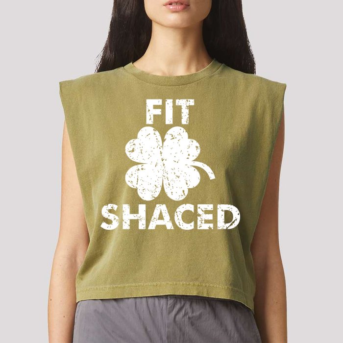 Fit Shaced Funny St. Patrick's Day Irish Clover Beer Drinking Garment-Dyed Women's Muscle Tee