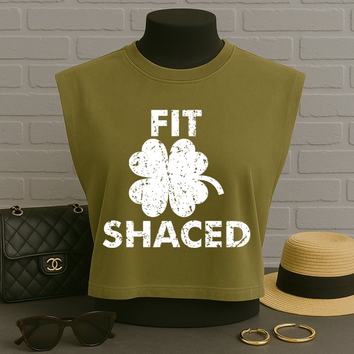 Fit Shaced Funny St. Patrick's Day Irish Clover Beer Drinking Garment-Dyed Women's Muscle Tee