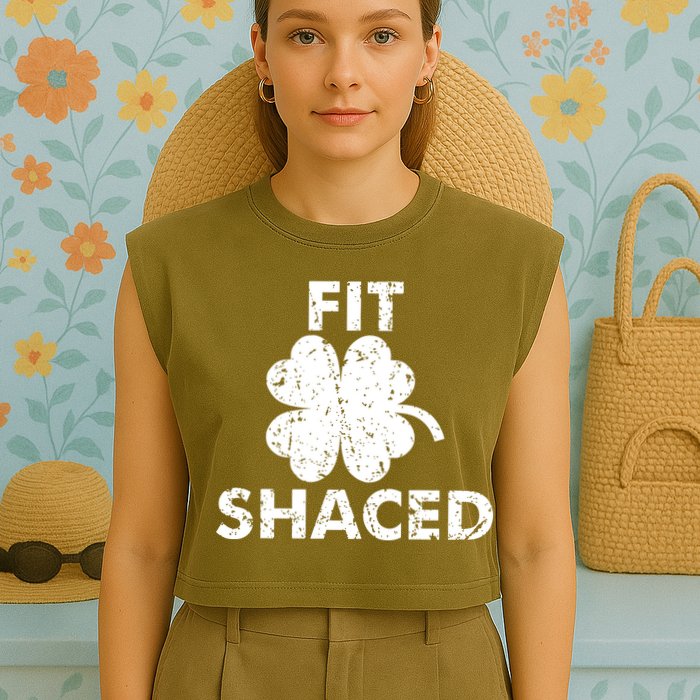 Fit Shaced Funny St. Patrick's Day Irish Clover Beer Drinking Garment-Dyed Women's Muscle Tee