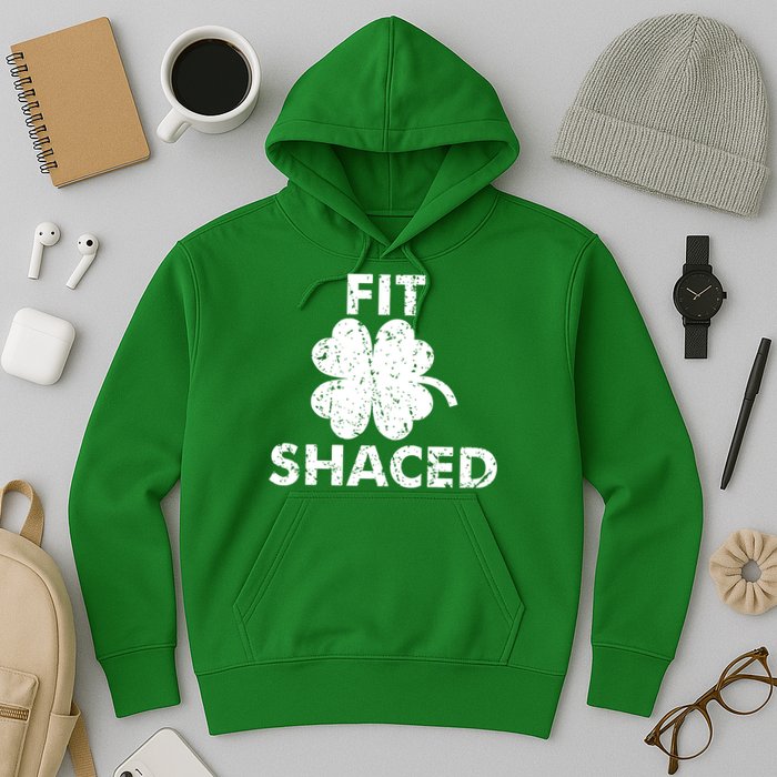Fit Shaced Funny St. Patrick's Day Irish Clover Beer Drinking Hoodie