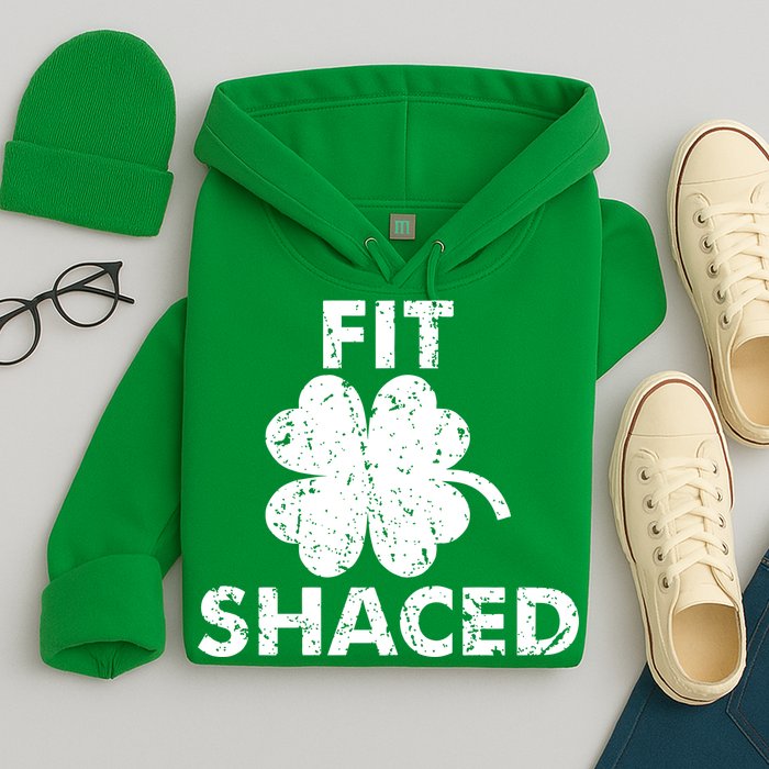 Fit Shaced Funny St. Patrick's Day Irish Clover Beer Drinking Hoodie