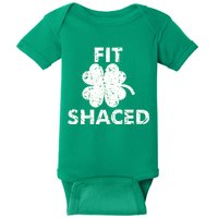 Fit Shaced Funny St. Patrick's Day Irish Clover Beer Drinking Baby Bodysuit