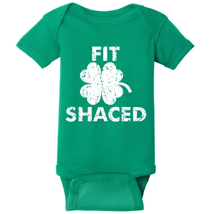 Fit Shaced Funny St. Patrick's Day Irish Clover Beer Drinking Baby Bodysuit