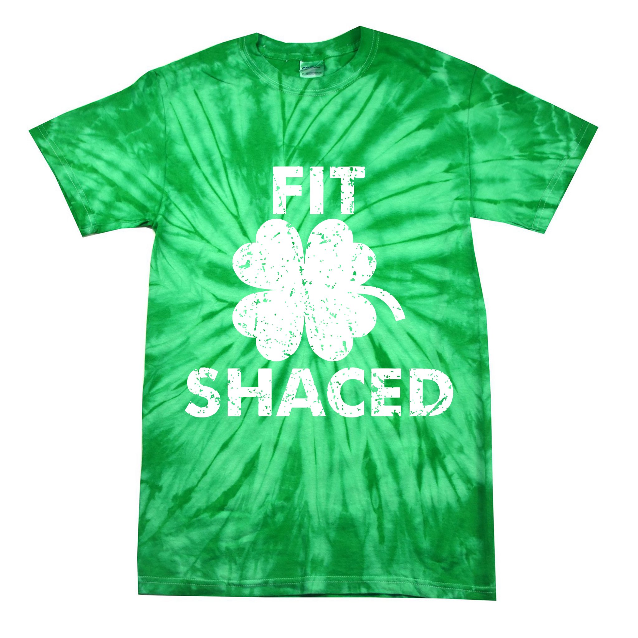 Fit Shaced Funny St. Patrick's Day Irish Clover Beer Drinking Tie-Dye T-Shirt