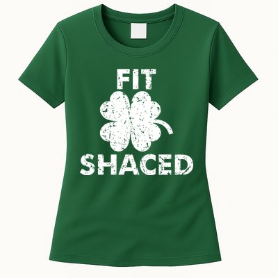 Fit Shaced Funny St. Patrick's Day Irish Clover Beer Drinking Womens T-Shirt