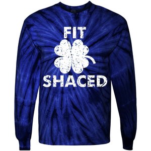 Fit Shaced Funny St. Patrick's Day Irish Clover Beer Drinking Tie-Dye Long Sleeve Shirt