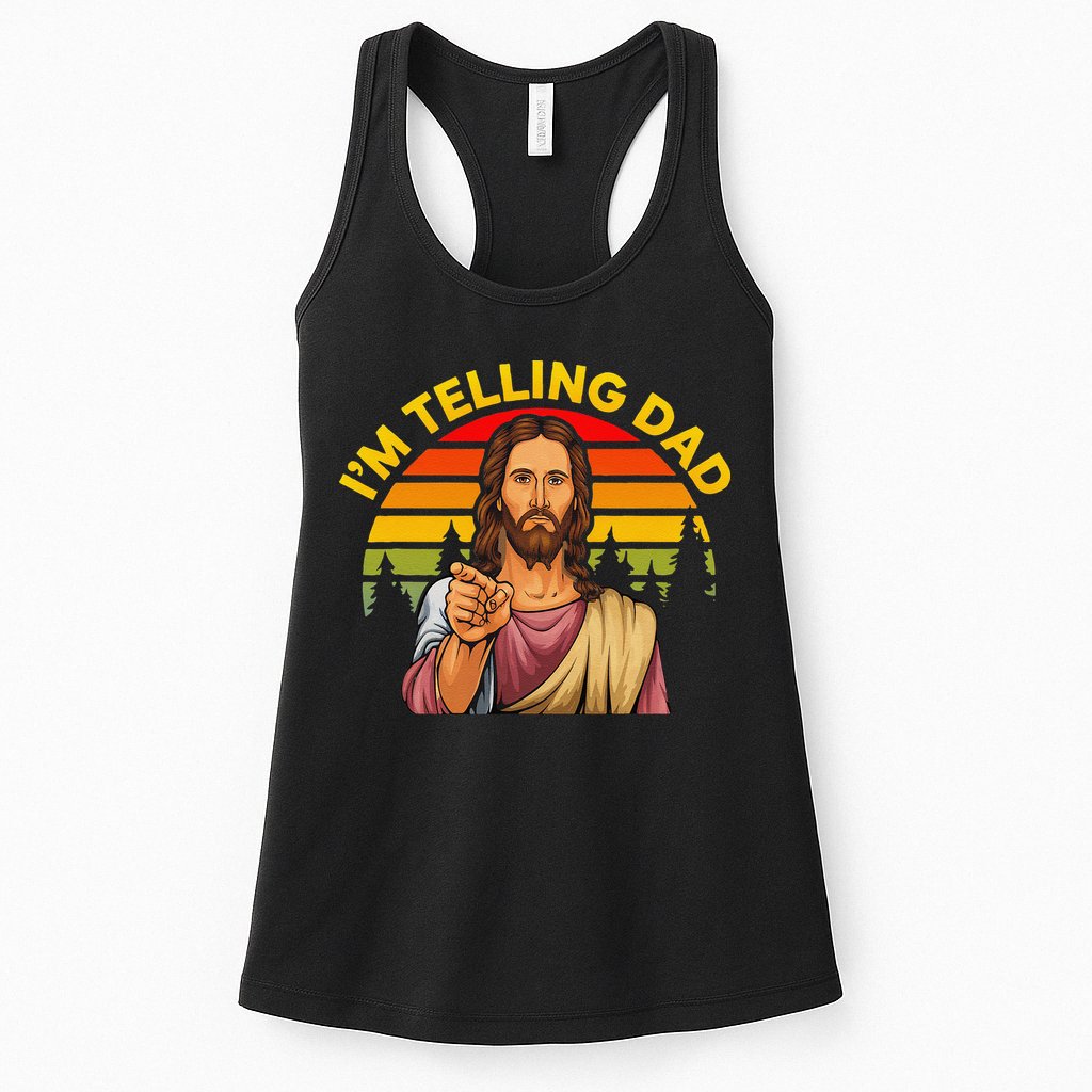 Funny IM Telling Dad Religious Christian Jesus Meme Womens Tank Top
