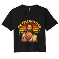 Funny IM Telling Dad Religious Christian Jesus Meme Women's Crop Top Tee