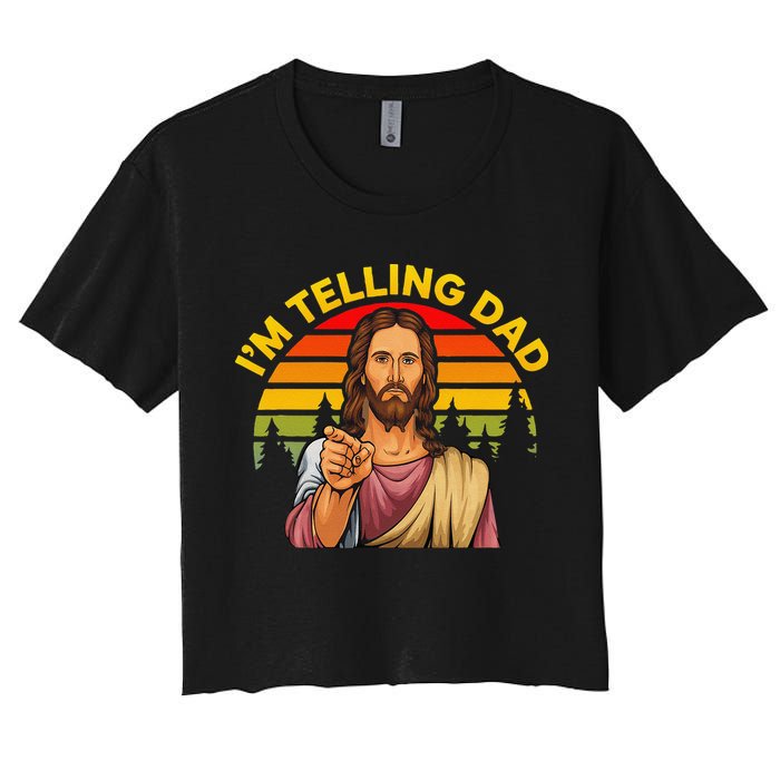 Funny IM Telling Dad Religious Christian Jesus Meme Women's Crop Top Tee