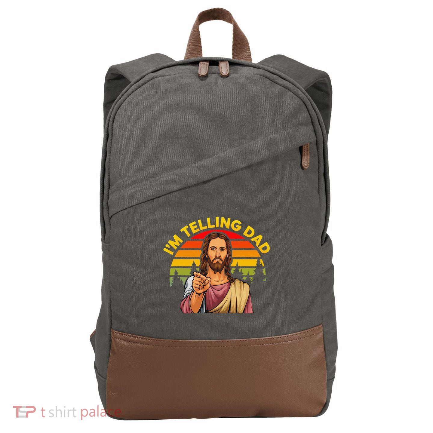 Funny IM Telling Dad Religious Christian Jesus Meme Cotton Canvas Backpack