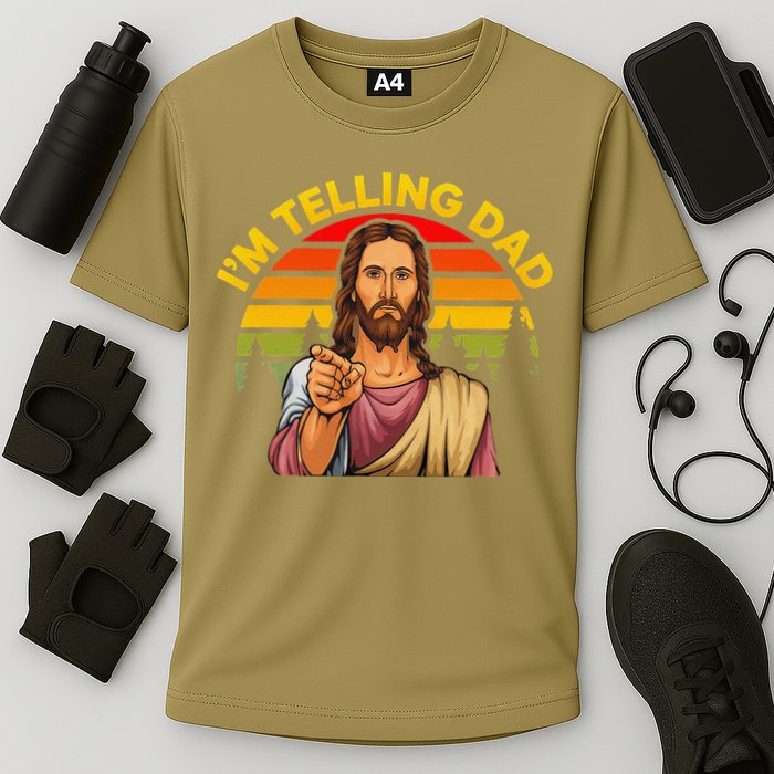Funny IM Telling Dad Religious Christian Jesus Meme Cooling Performance Crew T-Shirt