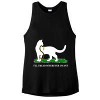 Funny Ill Tread Wherever I Want Cat Vs Tread On Me Snake Ladies PosiCharge Tri-Blend Wicking Tank