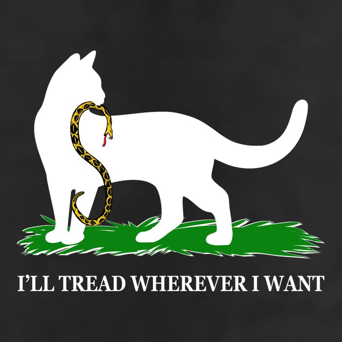 Funny Ill Tread Wherever I Want Cat Vs Tread On Me Snake 7 Panel Mesh Trucker Snapback Hat