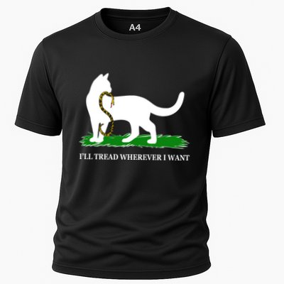 Funny Ill Tread Wherever I Want Cat Vs Tread On Me Snake Cooling Performance Crew T-Shirt