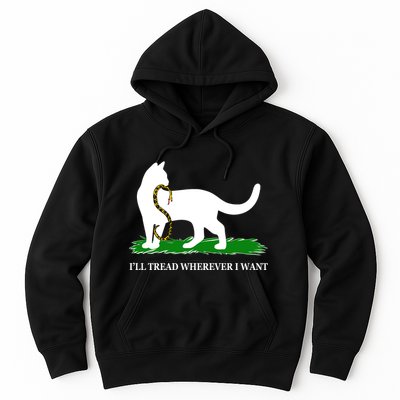 Funny Ill Tread Wherever I Want Cat Vs Tread On Me Snake Hoodie