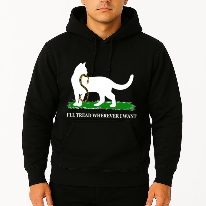 Funny Ill Tread Wherever I Want Cat Vs Tread On Me Snake Hoodie