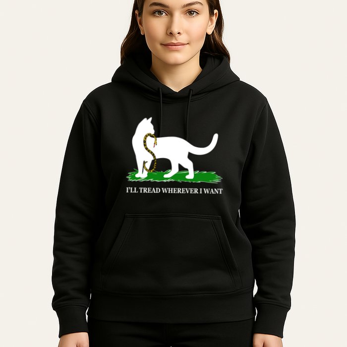 Funny Ill Tread Wherever I Want Cat Vs Tread On Me Snake Hoodie
