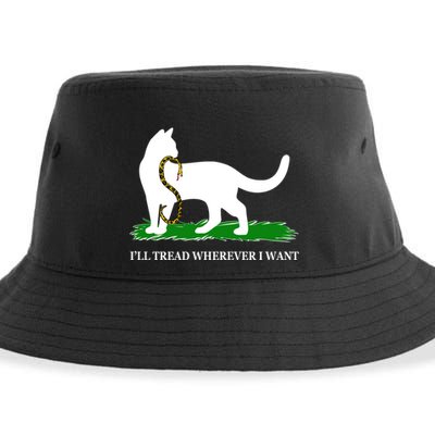 Funny Ill Tread Wherever I Want Cat Vs Tread On Me Snake Sustainable Bucket Hat