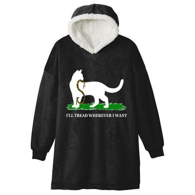 Funny Ill Tread Wherever I Want Cat Vs Tread On Me Snake Hooded Wearable Blanket