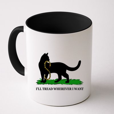 Funny Ill Tread Wherever I Want Cat Vs Tread On Me Snake Coffee Mug