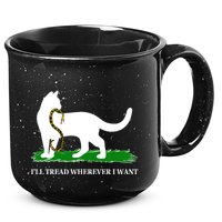Funny Ill Tread Wherever I Want Cat Vs Tread On Me Snake 15oz Campfire Ceramic Mug