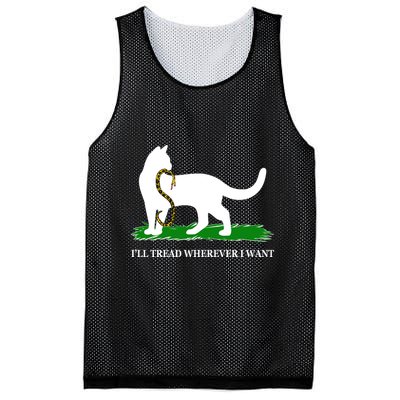 Funny Ill Tread Wherever I Want Cat Vs Tread On Me Snake Mesh Reversible Basketball Jersey Tank