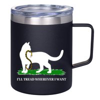 Funny Ill Tread Wherever I Want Cat Vs Tread On Me Snake 12oz Stainless Steel Coffee Mug