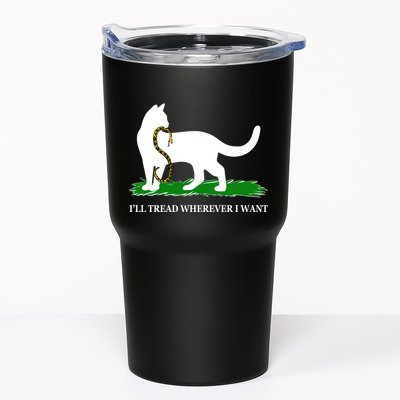 Funny Ill Tread Wherever I Want Cat Vs Tread On Me Snake Tumbler