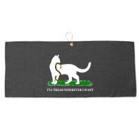 Funny Ill Tread Wherever I Want Cat Vs Tread On Me Snake Large Microfiber Waffle Golf Towel