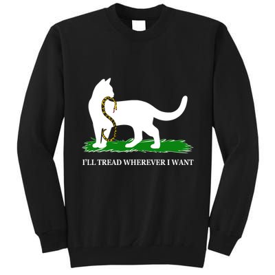 Funny Ill Tread Wherever I Want Cat Vs Tread On Me Snake Tall Sweatshirt