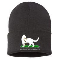 Funny Ill Tread Wherever I Want Cat Vs Tread On Me Snake Sustainable Knit Beanie