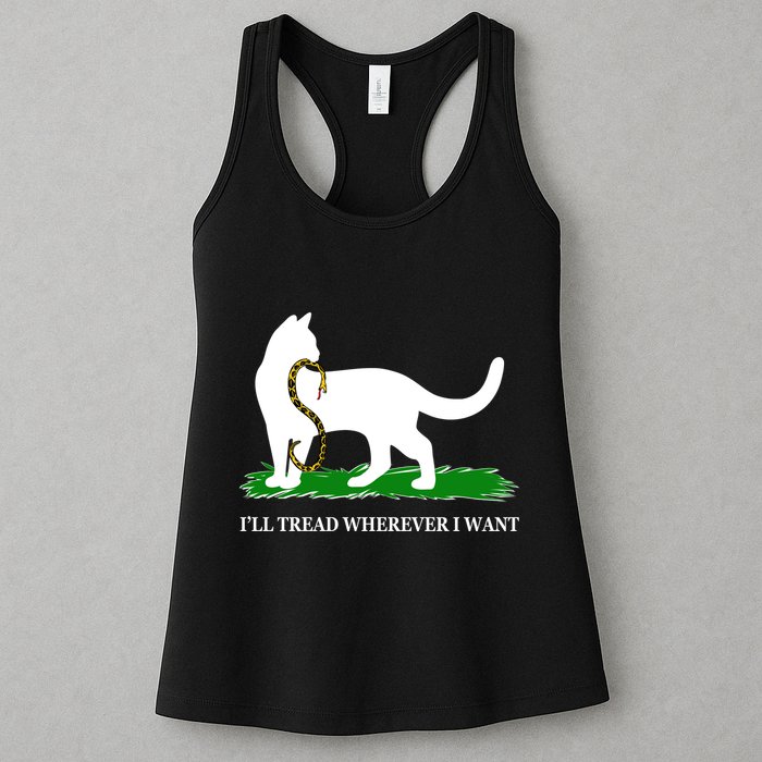 Funny Ill Tread Wherever I Want Cat Vs Tread On Me Snake Womens Tank Top