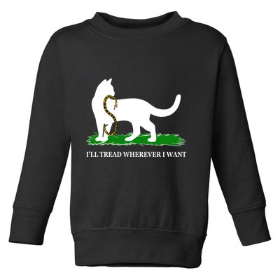 Funny Ill Tread Wherever I Want Cat Vs Tread On Me Snake Toddler Sweatshirt