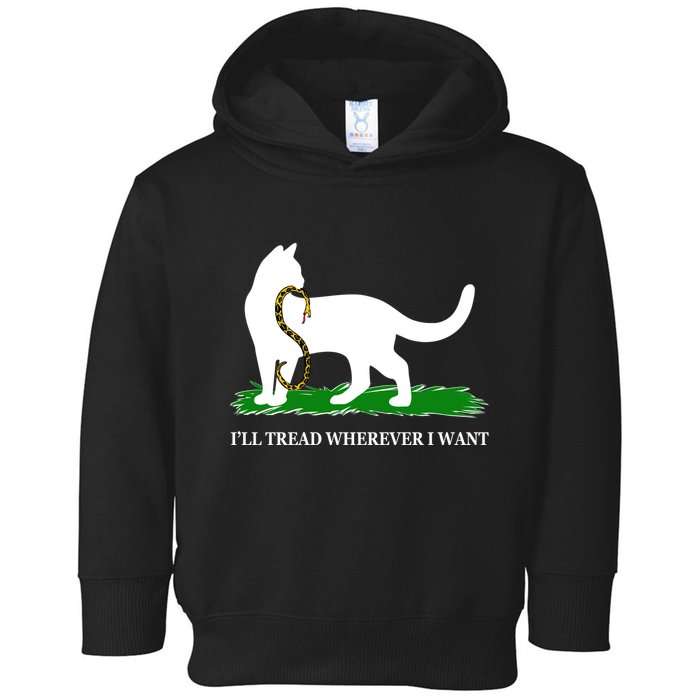 Funny Ill Tread Wherever I Want Cat Vs Tread On Me Snake Toddler Hoodie