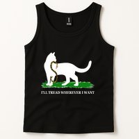 Funny Ill Tread Wherever I Want Cat Vs Tread On Me Snake Tank Top