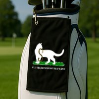 Funny Ill Tread Wherever I Want Cat Vs Tread On Me Snake Golf Towel