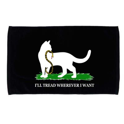 Funny Ill Tread Wherever I Want Cat Vs Tread On Me Snake Microfiber Hand Towel