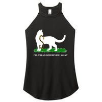Funny Ill Tread Wherever I Want Cat Vs Tread On Me Snake Women's Perfect Tri Rocker Tank