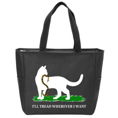 Funny Ill Tread Wherever I Want Cat Vs Tread On Me Snake Zip Tote Bag