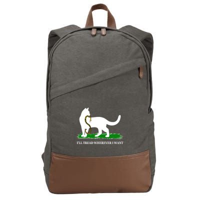 Funny Ill Tread Wherever I Want Cat Vs Tread On Me Snake Cotton Canvas Backpack