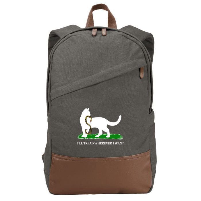 Funny Ill Tread Wherever I Want Cat Vs Tread On Me Snake Cotton Canvas Backpack