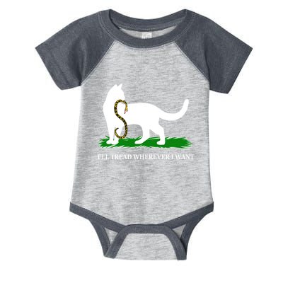 Funny Ill Tread Wherever I Want Cat Vs Tread On Me Snake Infant Baby Jersey Bodysuit