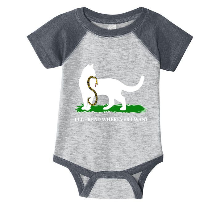 Funny Ill Tread Wherever I Want Cat Vs Tread On Me Snake Infant Baby Jersey Bodysuit