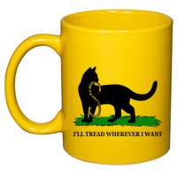 Funny Ill Tread Wherever I Want Cat Vs Tread On Me Snake 11oz C Handle Ceramic Mug