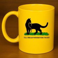 Funny Ill Tread Wherever I Want Cat Vs Tread On Me Snake 11oz C Handle Ceramic Mug