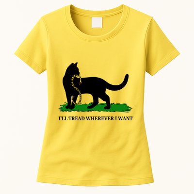 Funny Ill Tread Wherever I Want Cat Vs Tread On Me Snake Womens T-Shirt