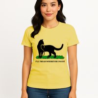 Funny Ill Tread Wherever I Want Cat Vs Tread On Me Snake Womens T-Shirt
