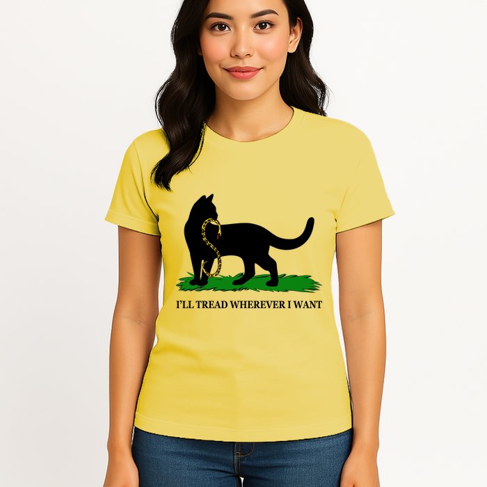 Funny Ill Tread Wherever I Want Cat Vs Tread On Me Snake Womens T-Shirt