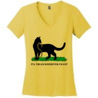 Funny Ill Tread Wherever I Want Cat Vs Tread On Me Snake Women's V-Neck T-Shirt